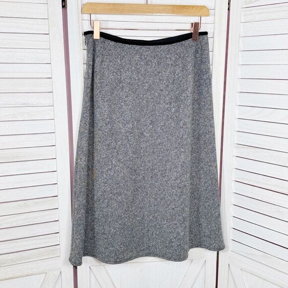The Limited Sequin Flower Wool Silk Blend Tweed A Line Skirt Grey 4 Retro Career - Picture 9 of 12